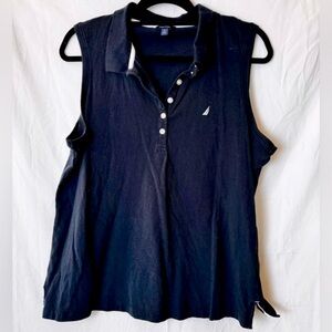 Nautica Women’s Navy Sleeveless Polo Shirt Size XL